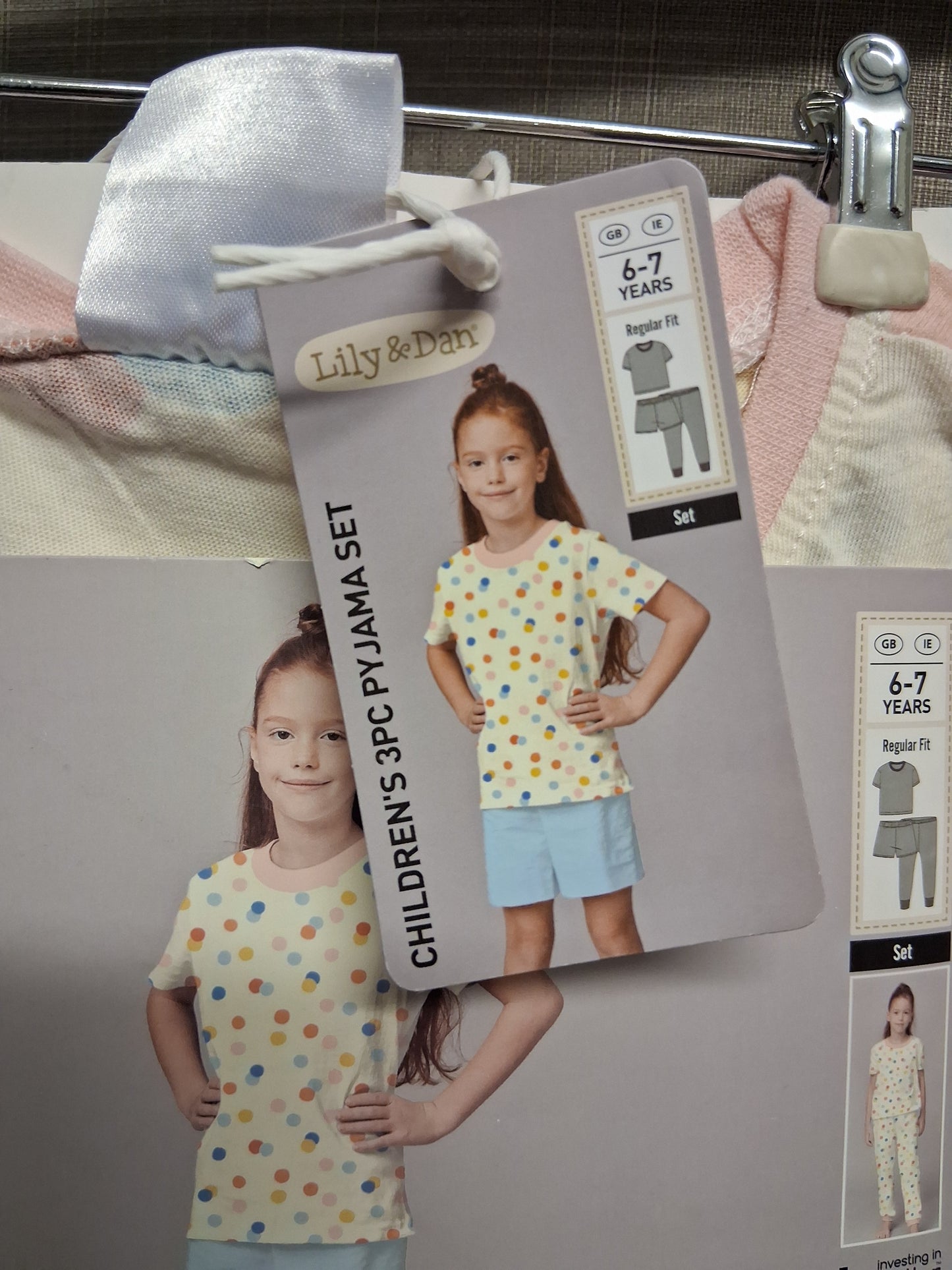 Lily & Dan Girls 3pc Pyjama Set Multicolour Age 6-7 Years New