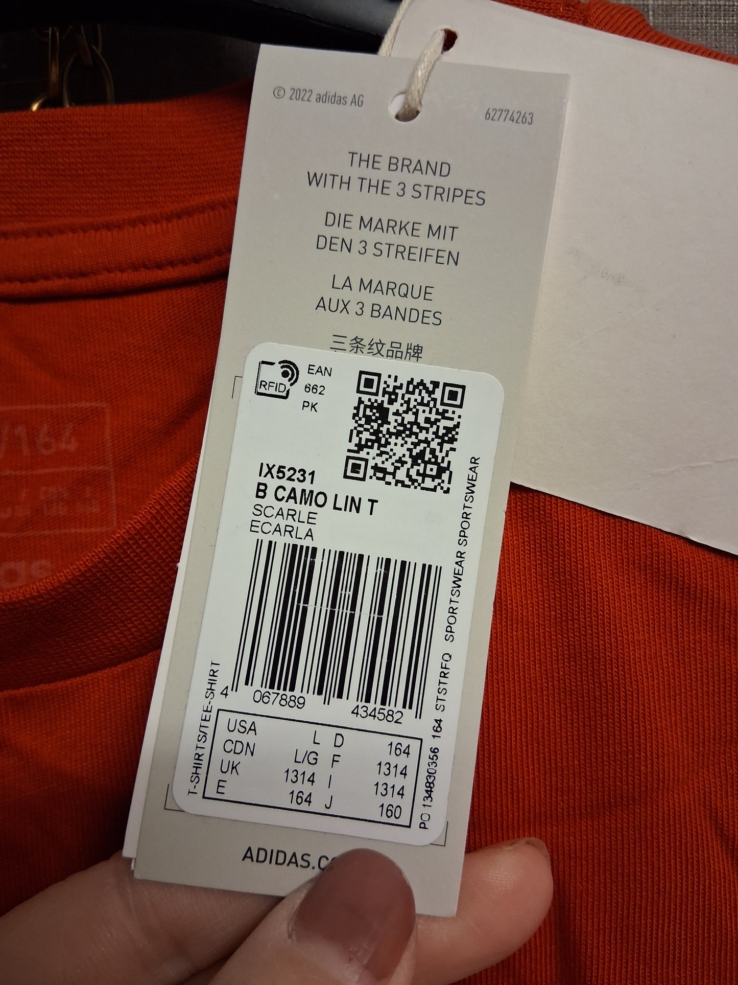 Adidas Boys Red Short Sleeve T-Shirt Age 13-14 Years New