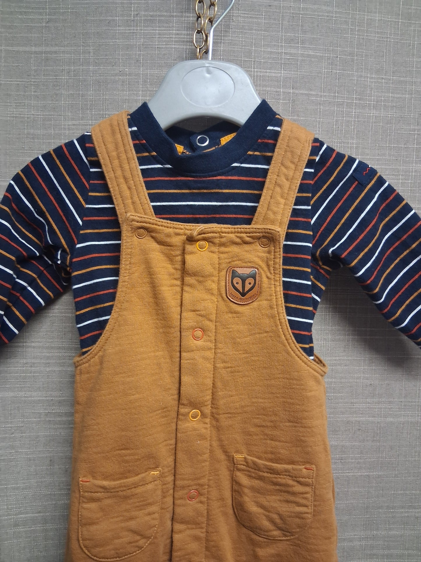 Terre de Marins Boys 2 Piece Outfit Dungress & Long Sleeve Top Age 0-3 Months