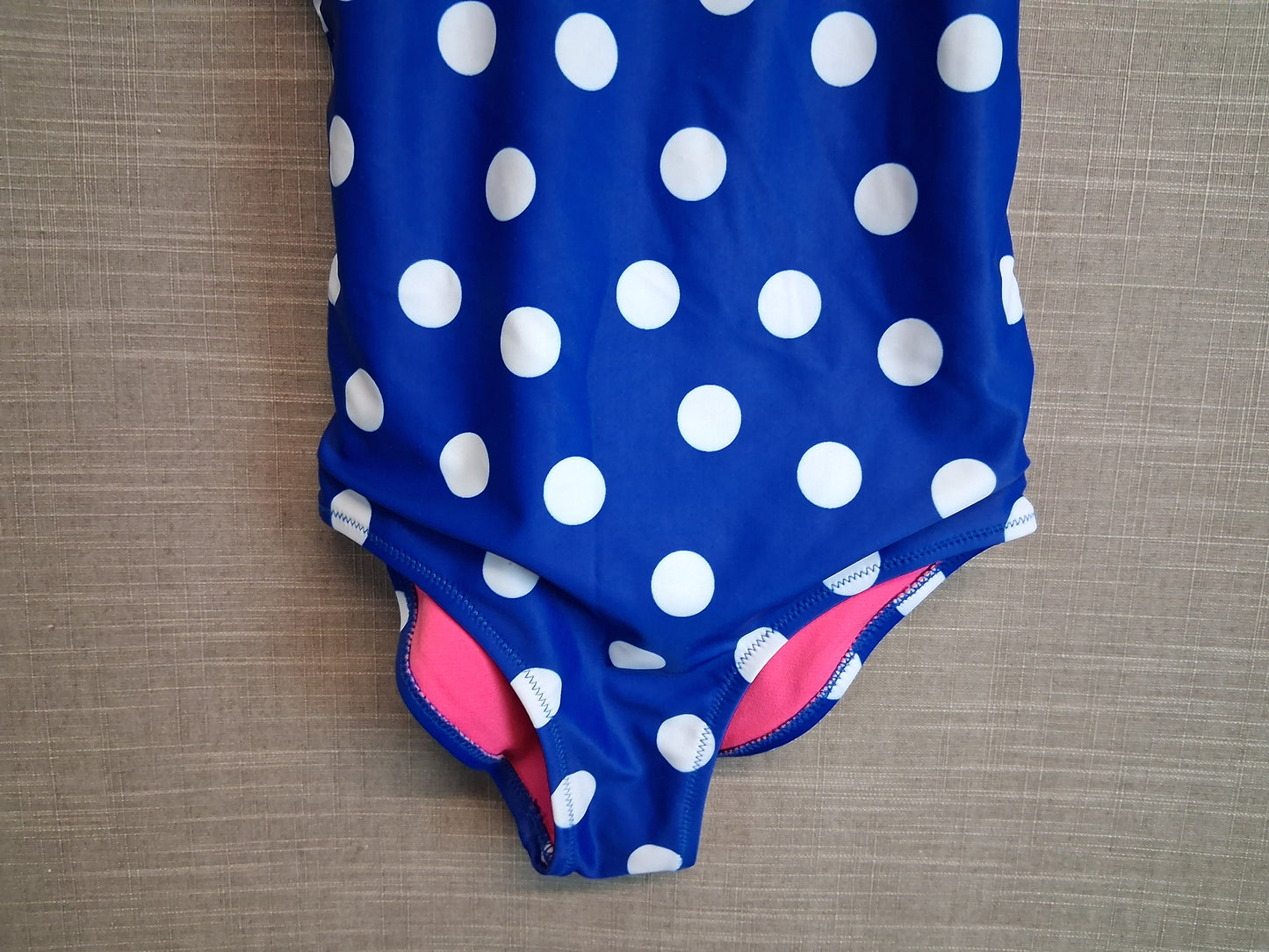 Nutmeg Girls One Piece Swimsuit  Blue Spotty Age 7-8 Years