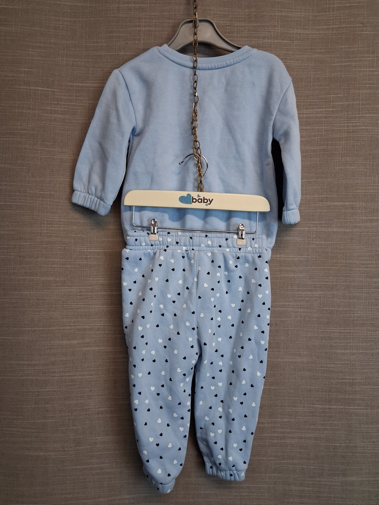 Primark Girls 2 Piece Outfit Jumper & Joggers Age 9-12 Months Blue
