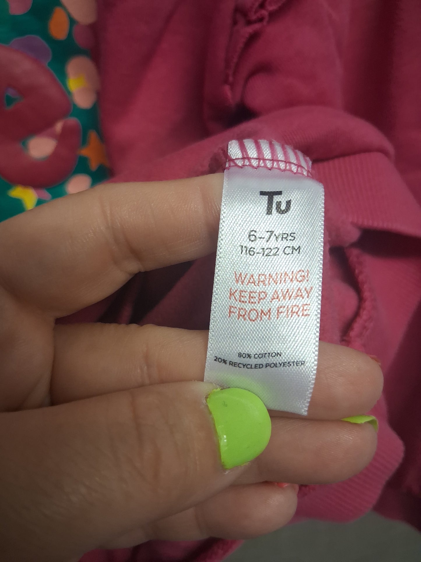TU Girls Pink "Love" Sweater Jumper Age 6-7 Years