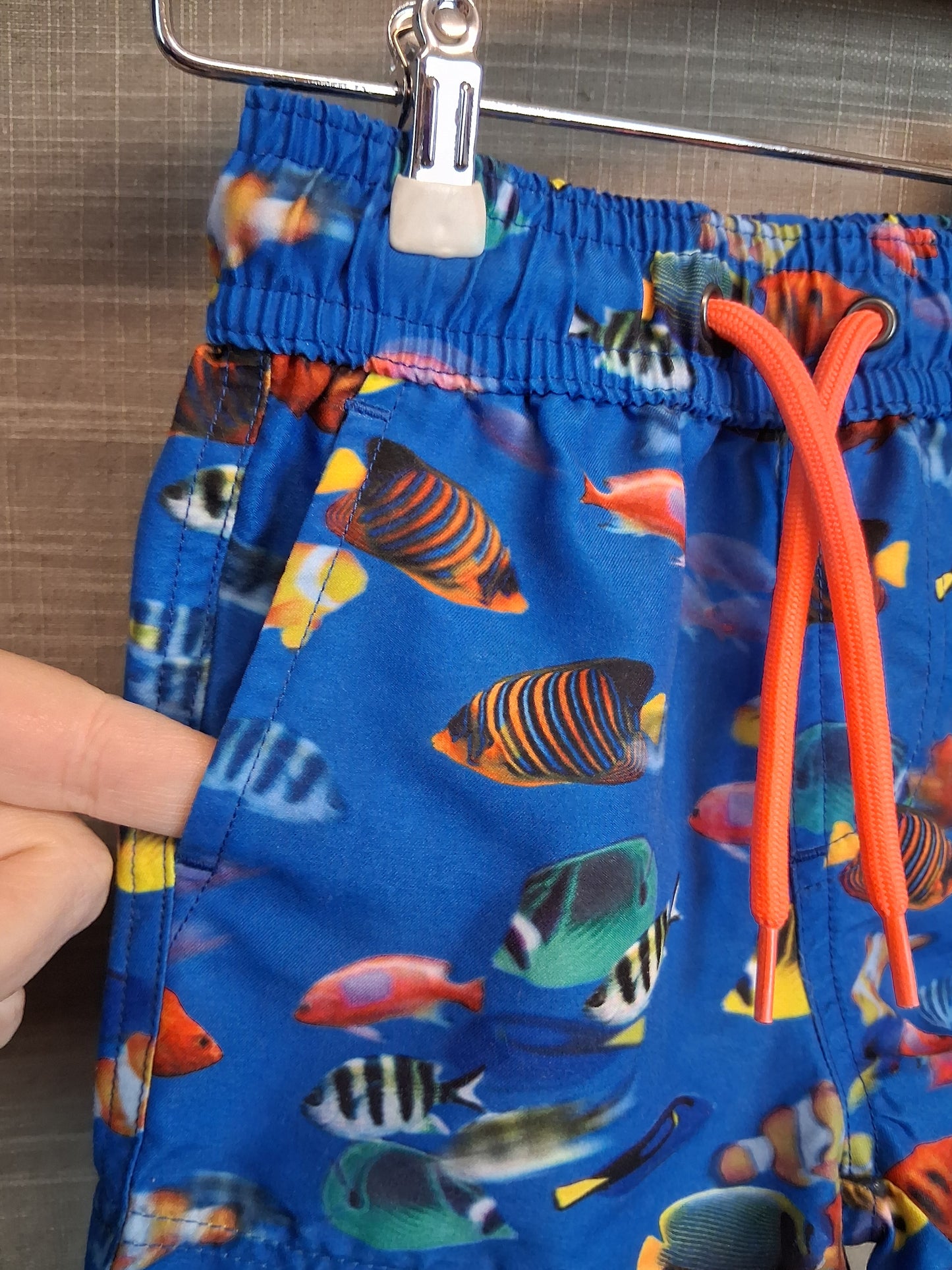 Next Boys Swim Trunks Shorts Blue Fish Print Age 3-6 Months