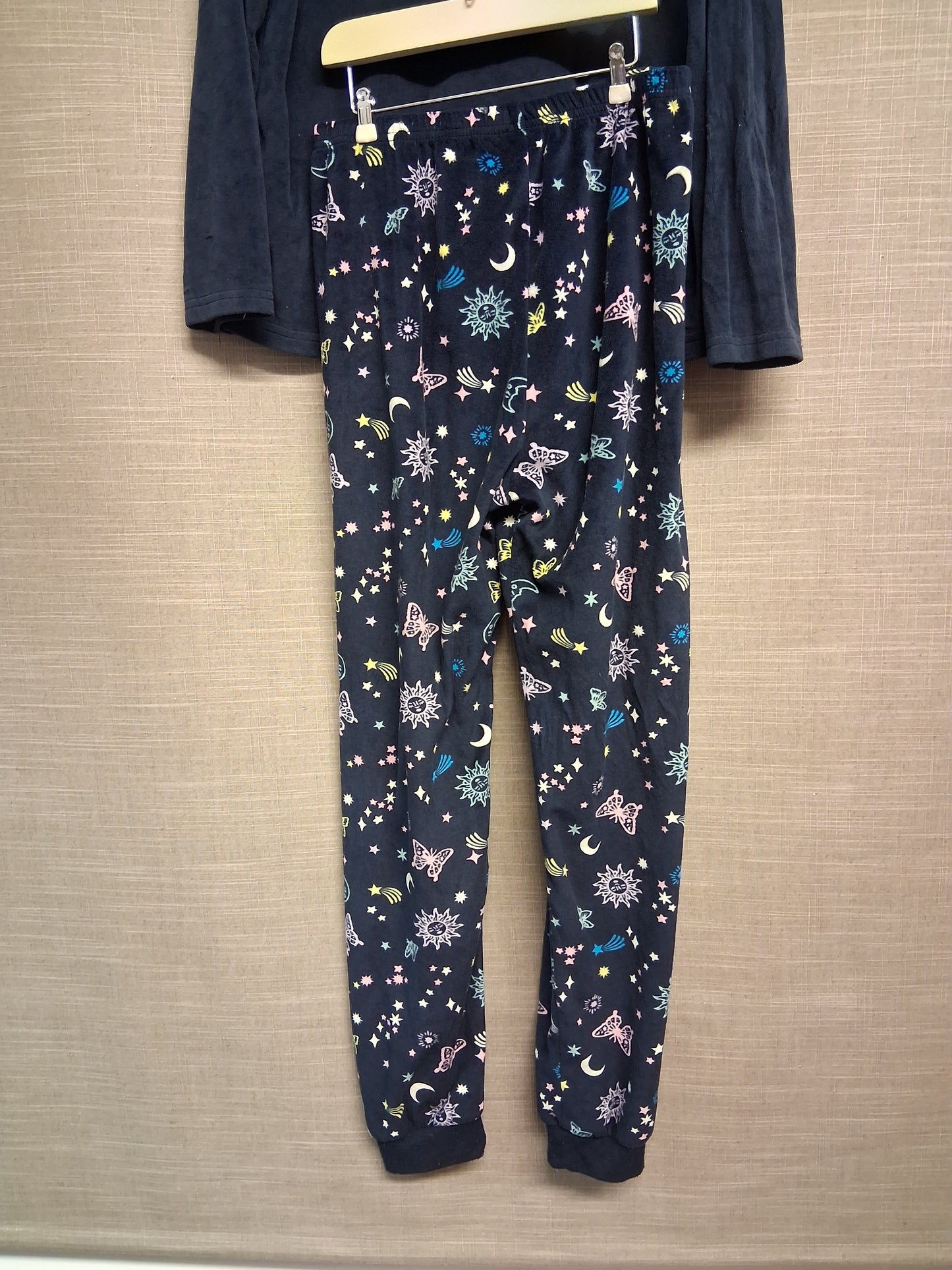 Primark Girls Pyjamas PJs Set Age 10 -11 Years Navy Plush