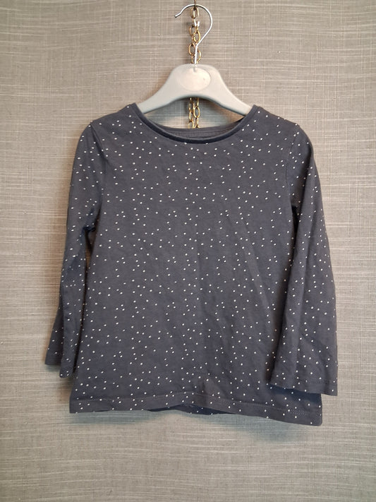 F&F Girls Grey Long Sleeve Spotty T-Shirt Age 3-4 Years