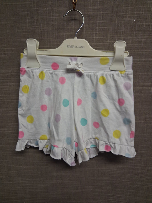 Primark Girls White Spotty Jersey Shorts Age 2-3 Years