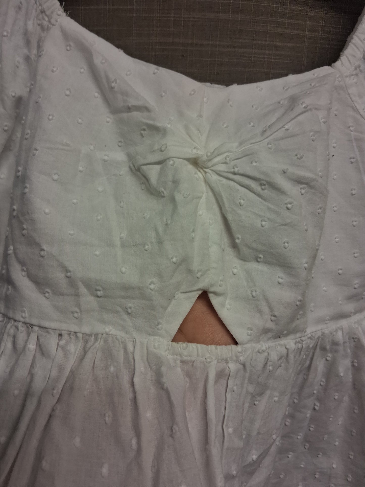 Next Girls White Puff Short Sleeve Peplum Top Cut Out Front Age 11 Years