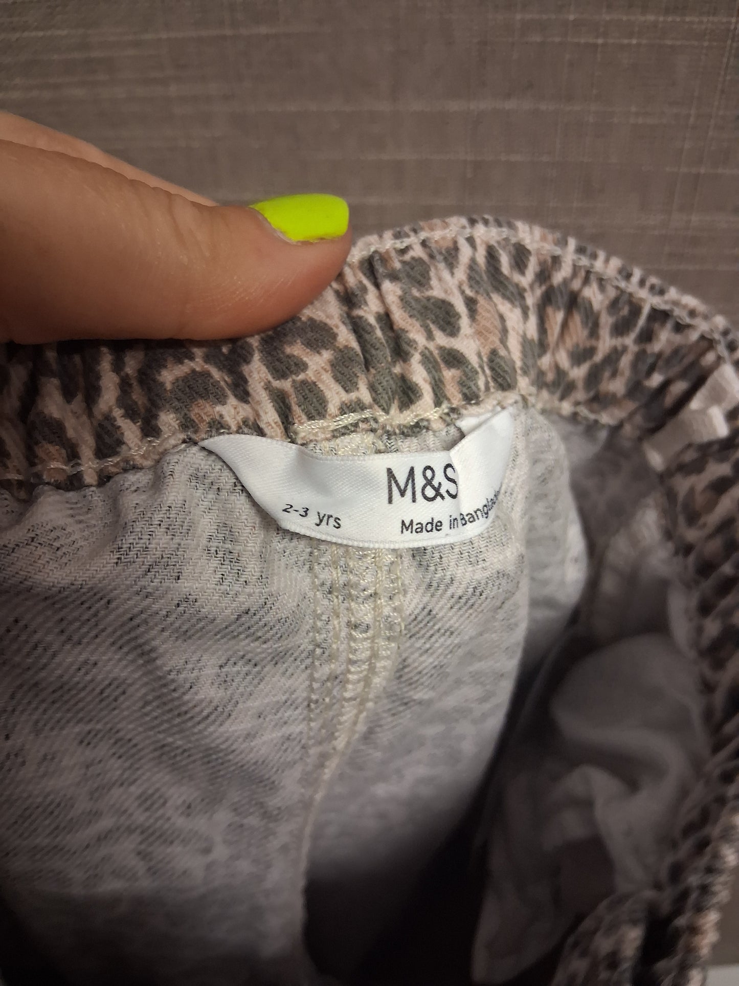 Marks and Spencer Animal Print Beige Cargo Jeans Age 2-3 Years