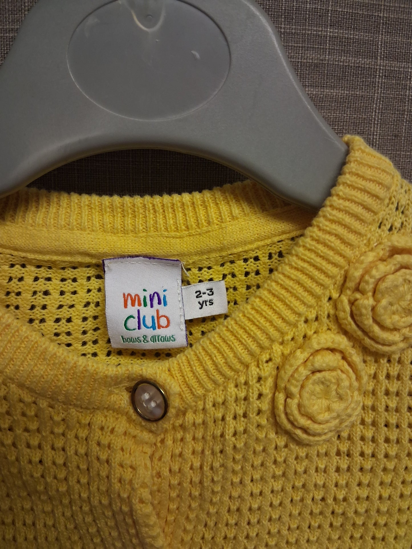Mini Club Yellow Cropped Cardigan Age 2-3 Years