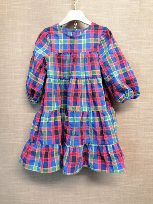 Next Girls Blue Check Tiered Dress Age 3 Years