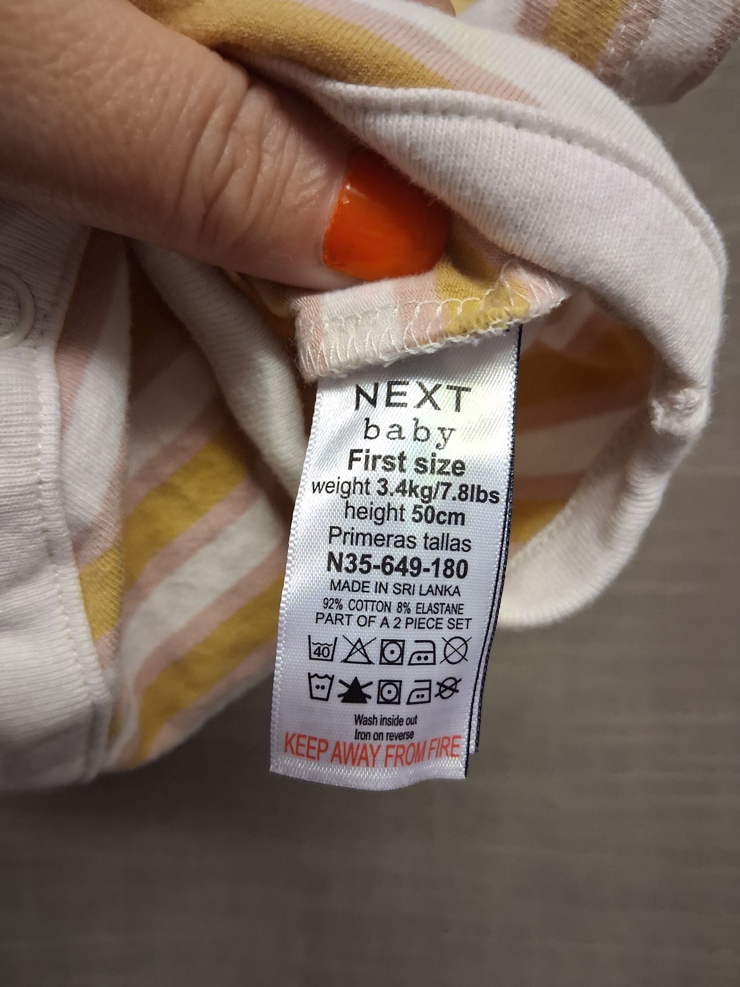 Next Boys Mustard White Striped Short Sleeve Bodysuit Age First Size