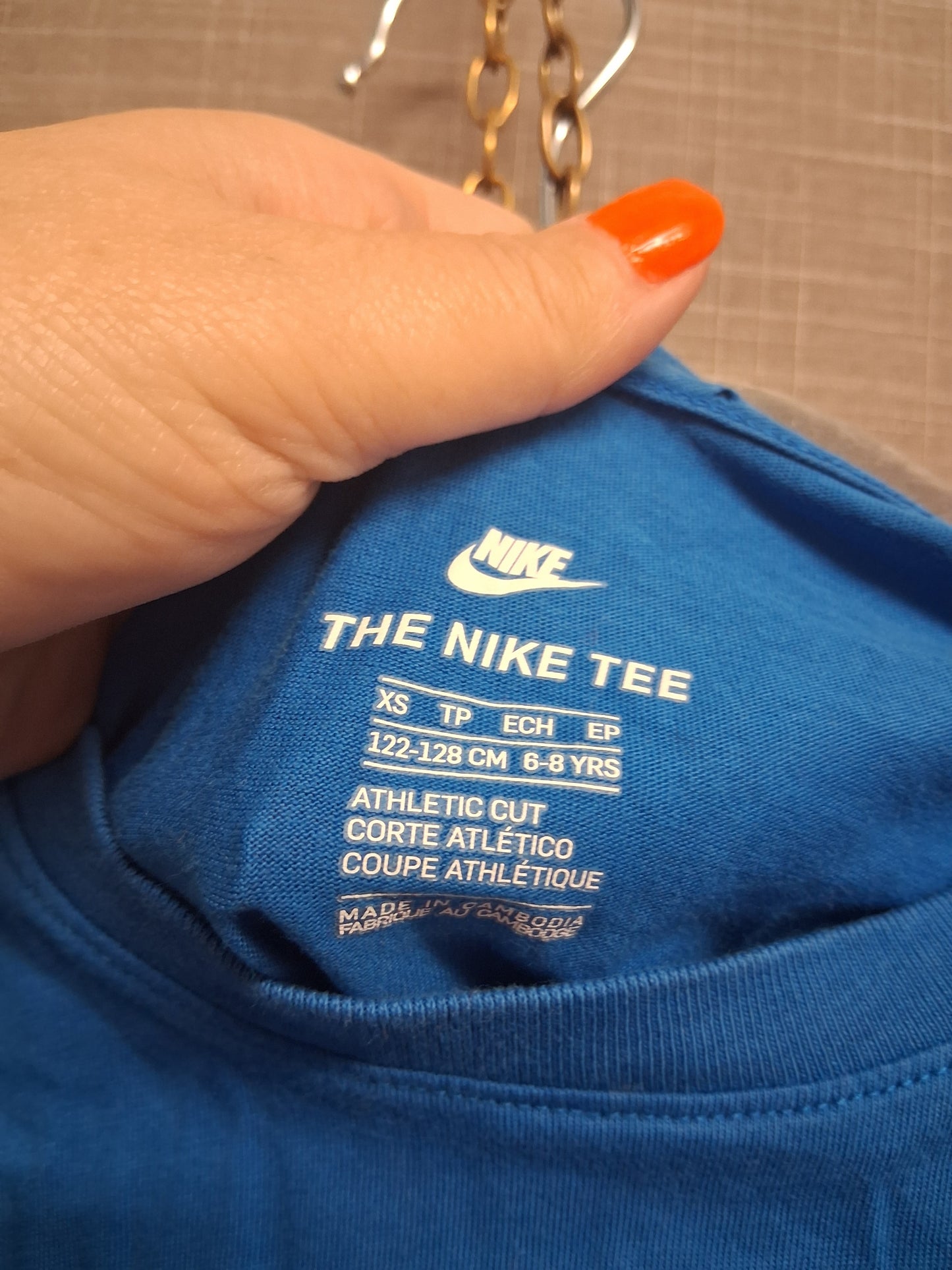 Nike T-Shirt Boys Blue Short Sleeve Graphic Age 6-8 Years