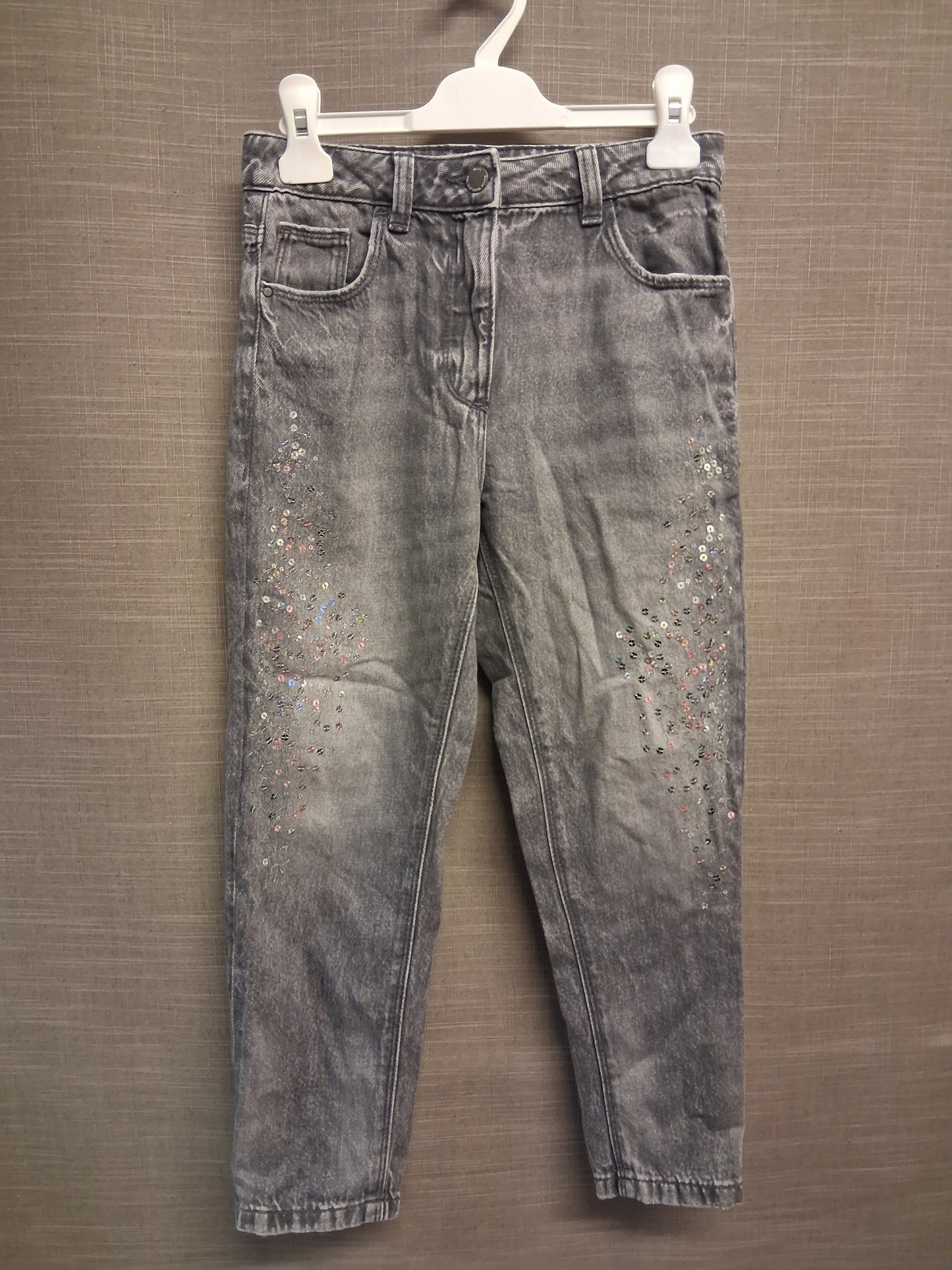 Next Jeans Girls Grey Denim Sequin Detail Age 9 Years