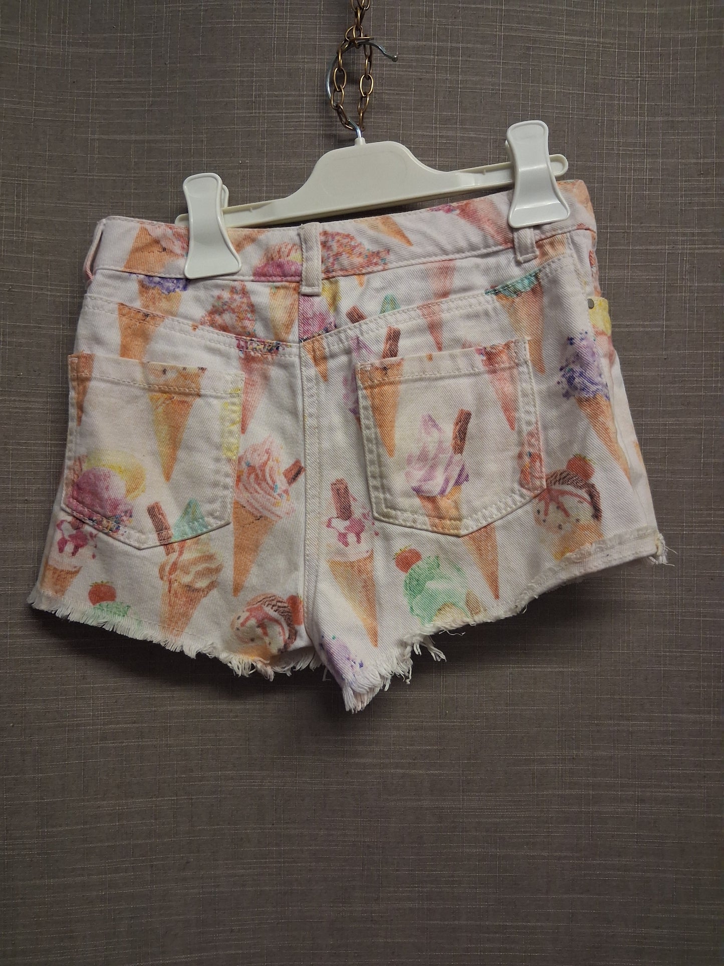 Next Girls Ice Cream Theme Denim Shorts Age 8 Years Off White