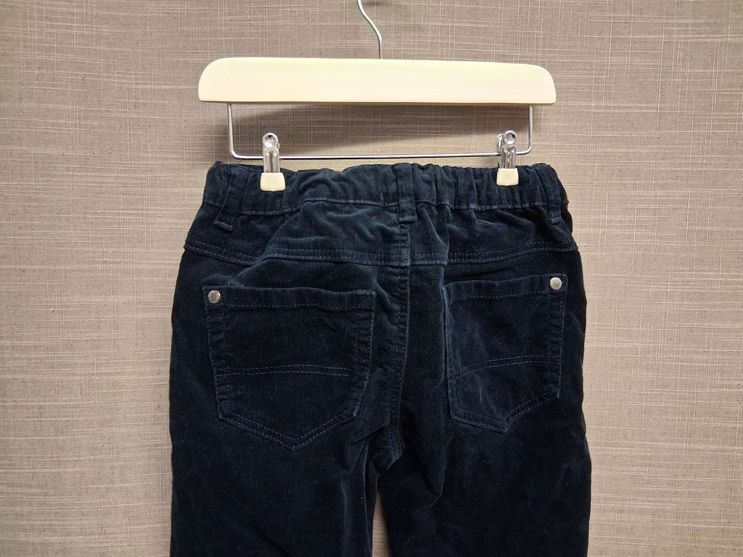 Next Boys Navy Blue Corduroy Trousers Adjustable Waist Age 5-6 Years
