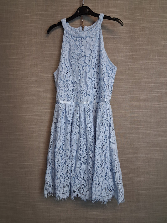 New Look Girls Blue Lace Sleeve Dress Age 13 Years