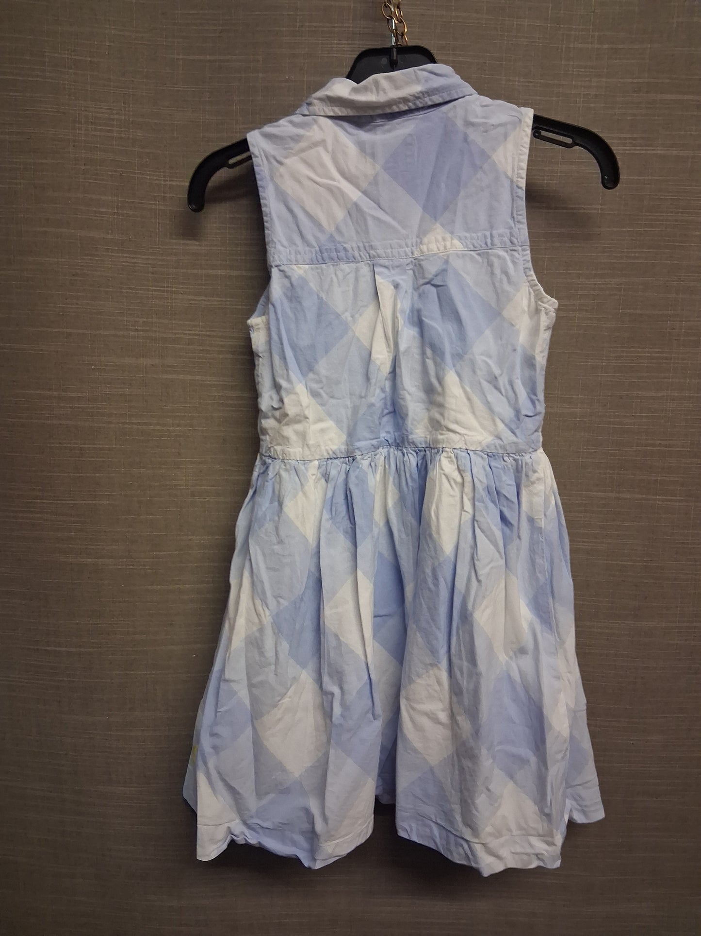 Joules Girls Blue Check Dress Embroidered Floral Age 7-8 Years