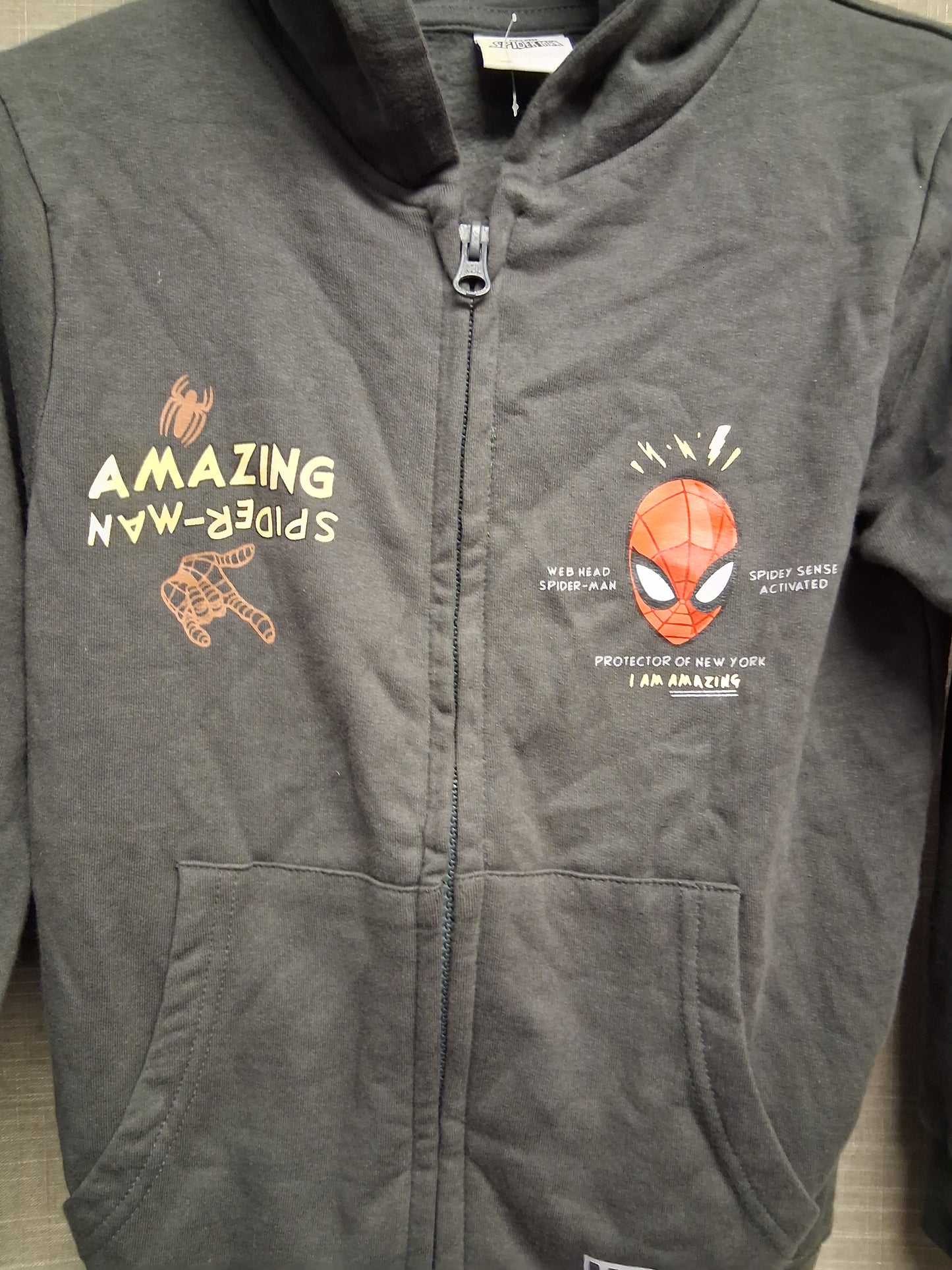 Marvel Spiderman Boys Full Zip Hoodie Grey Age 6-7 Years