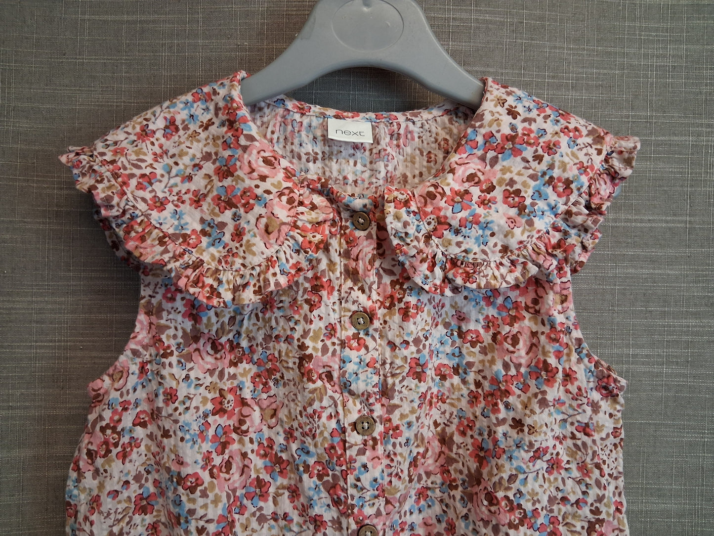 Next Girls Blouse Sleeveless Pink Floral Tie Front Age 7 Years