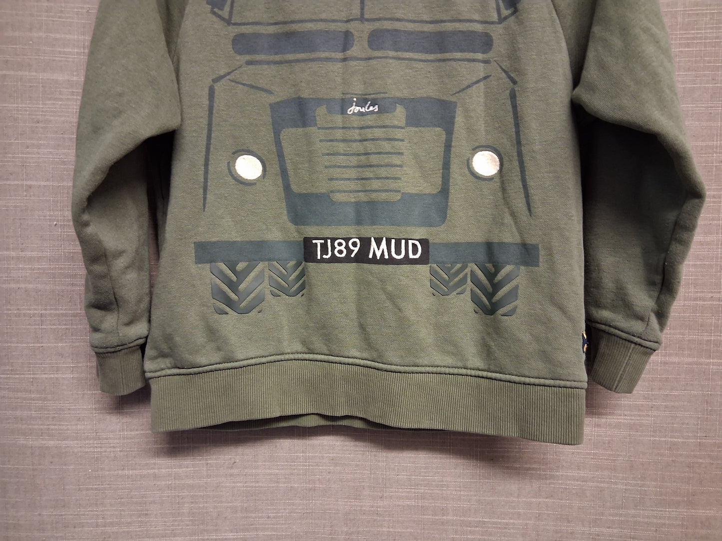 Joules Boys Land-Rover Theme Khaki Sweater Crew Neck Long Sleeve Age 7 Years