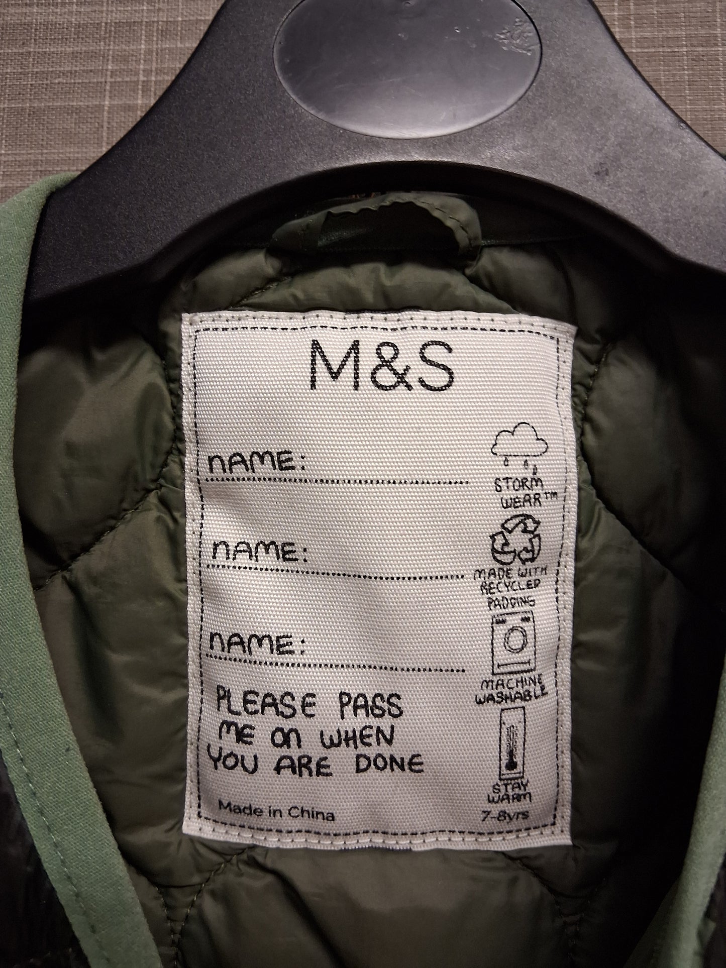 Marks & Spencer Boys Green Camouflage Lightly Padded Bodywarmer Gilet Age 3-4 Years