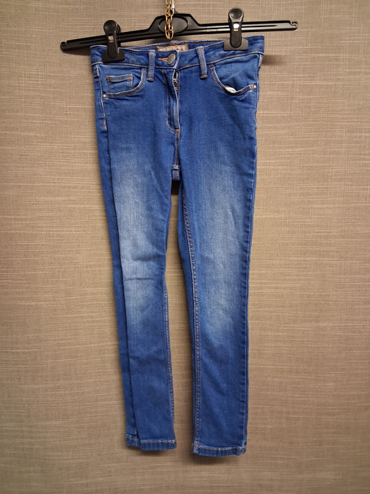Next Girls Slim Denim Blue Jeans Age 8 Years Stretch