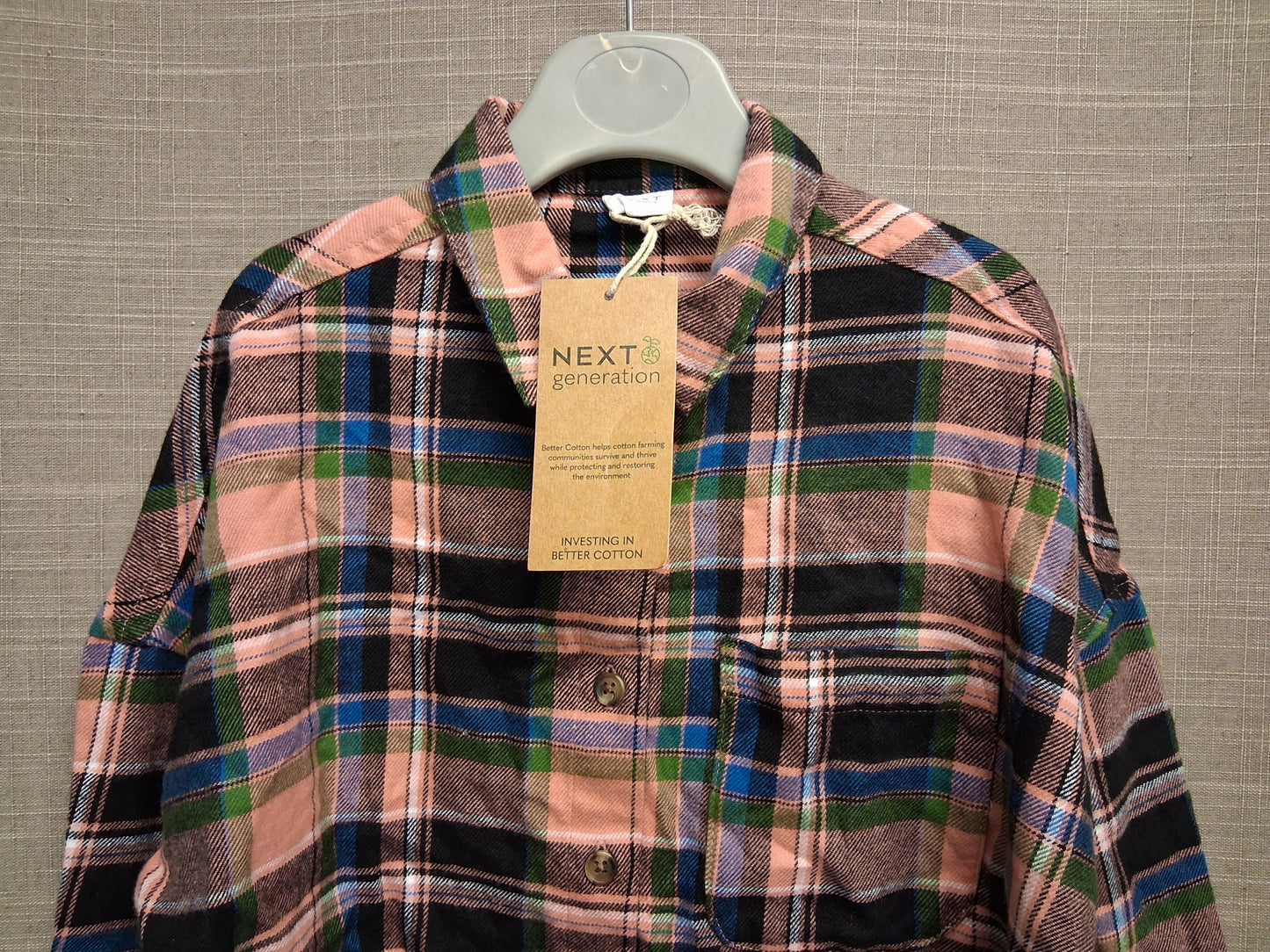 Next Girls Pink Check Shirt Dress Long Sleeve Age 3 Years New