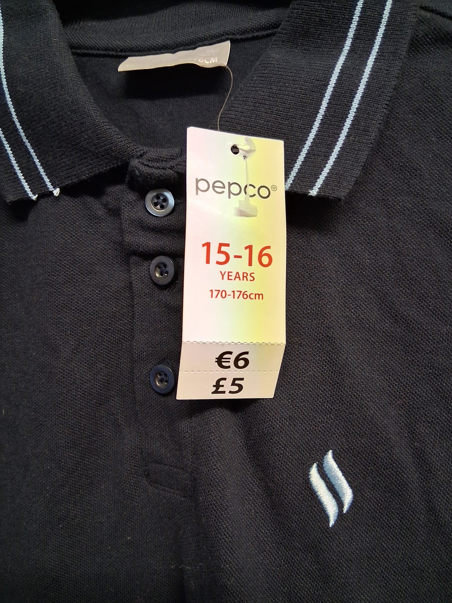 Pep&Co Polo T-Shirt Long Sleeve Navy Age 15-16 Years