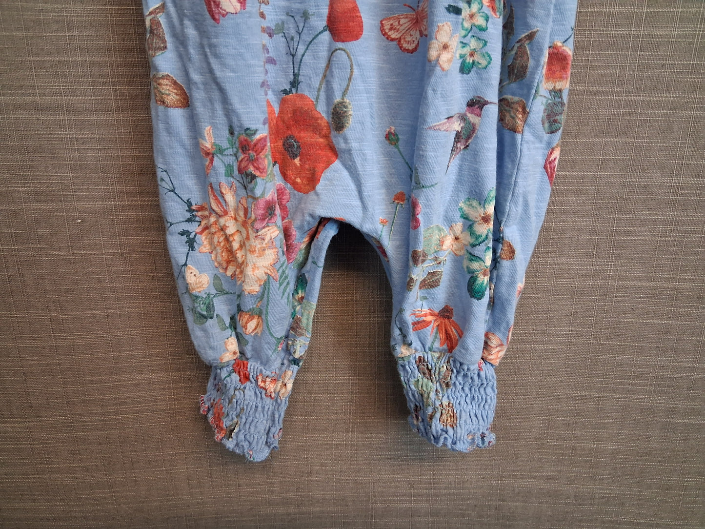 Next Girls Blue Floral Romper Sleeveless Jersey Age 3-6 Months