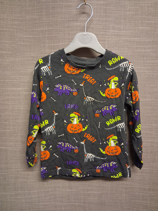 Primark Halloween Dinosaur Theme Long Sleeve T-Shirt Grey Jersey Age 2-3 Years