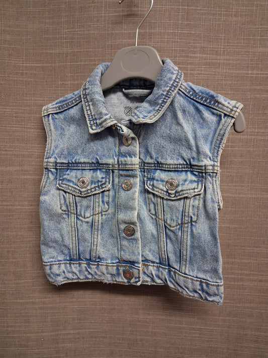 Primark Boys Denim Jacket Waistcoat Sleeveless Light Blue Age 18-24 Months