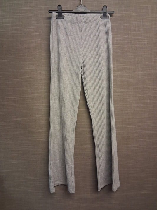 F&F Leggings Girls Grey Ribbed Slight Bootcut Age 14-15 Years