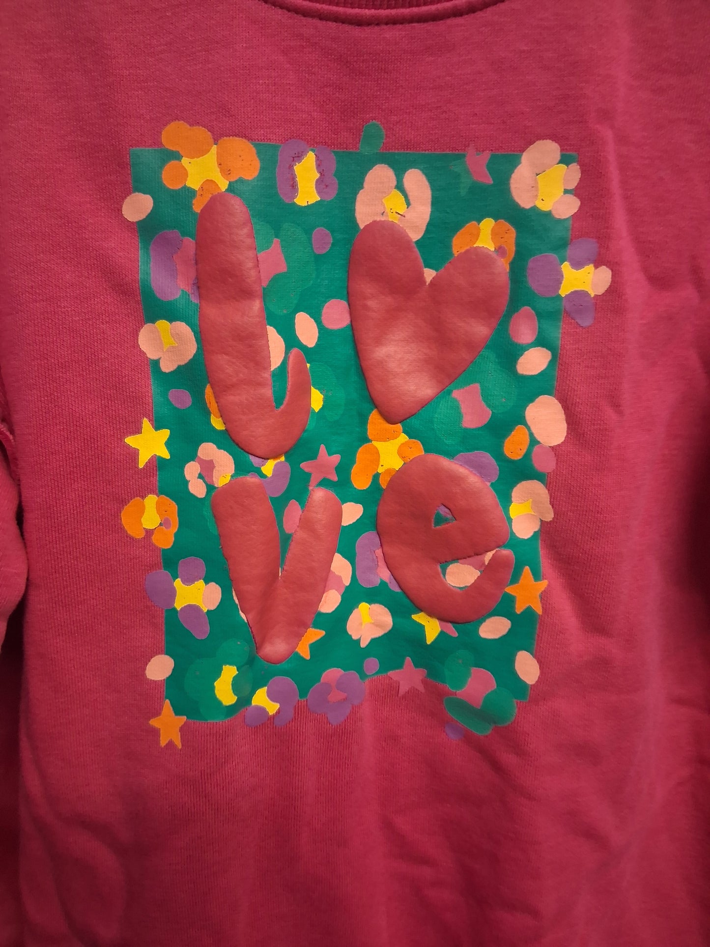 TU Girls Pink "Love" Sweater Jumper Age 6-7 Years