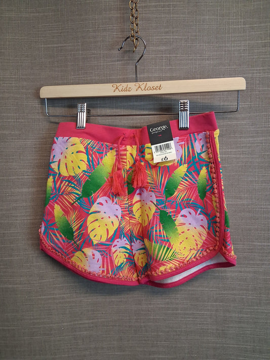George Girls Floral Pink Shorts Age 7-8 Years New