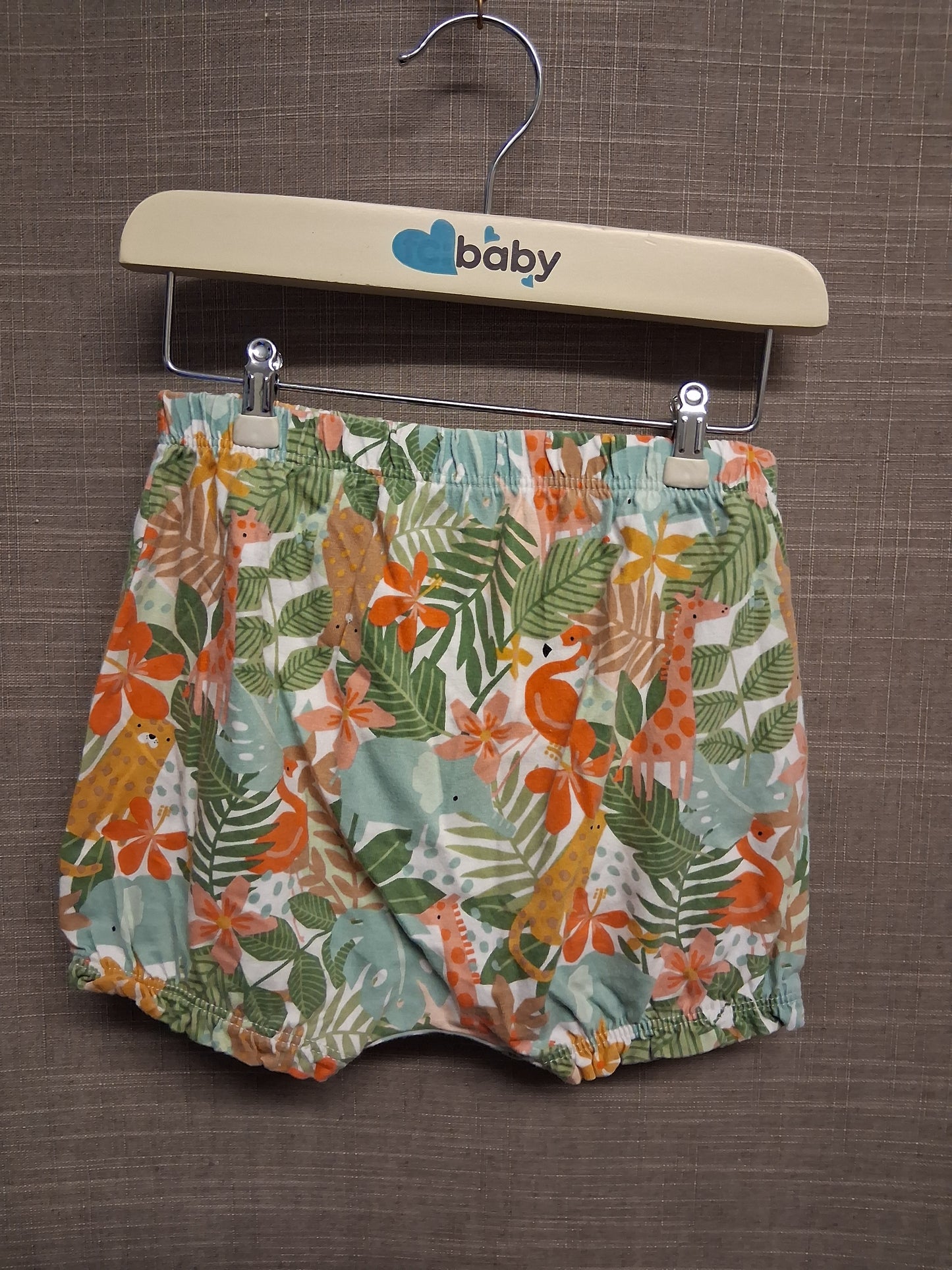 TU Girls Jersey Tropical Jungle Theme Shorts Age 18-24 Months