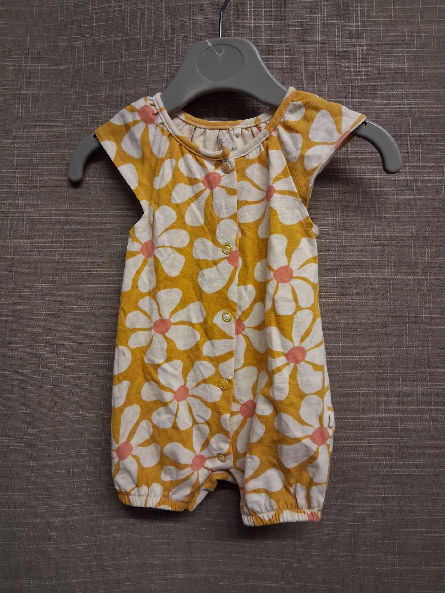 Next Girls Yellow Floral Romper Cap Sleeve Age up to 1 month