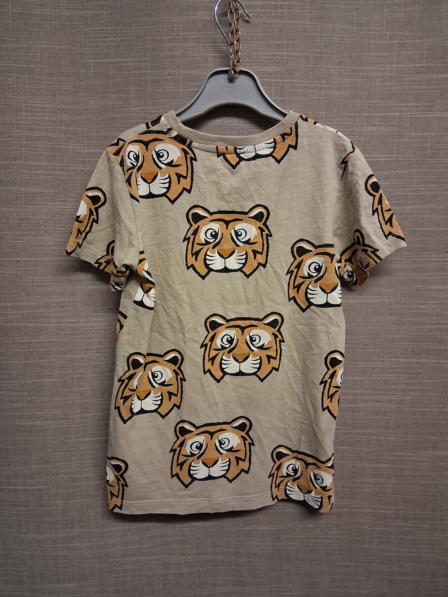 Next Boys Beige Tiger Print T-Shirt Age 6-7 Years
