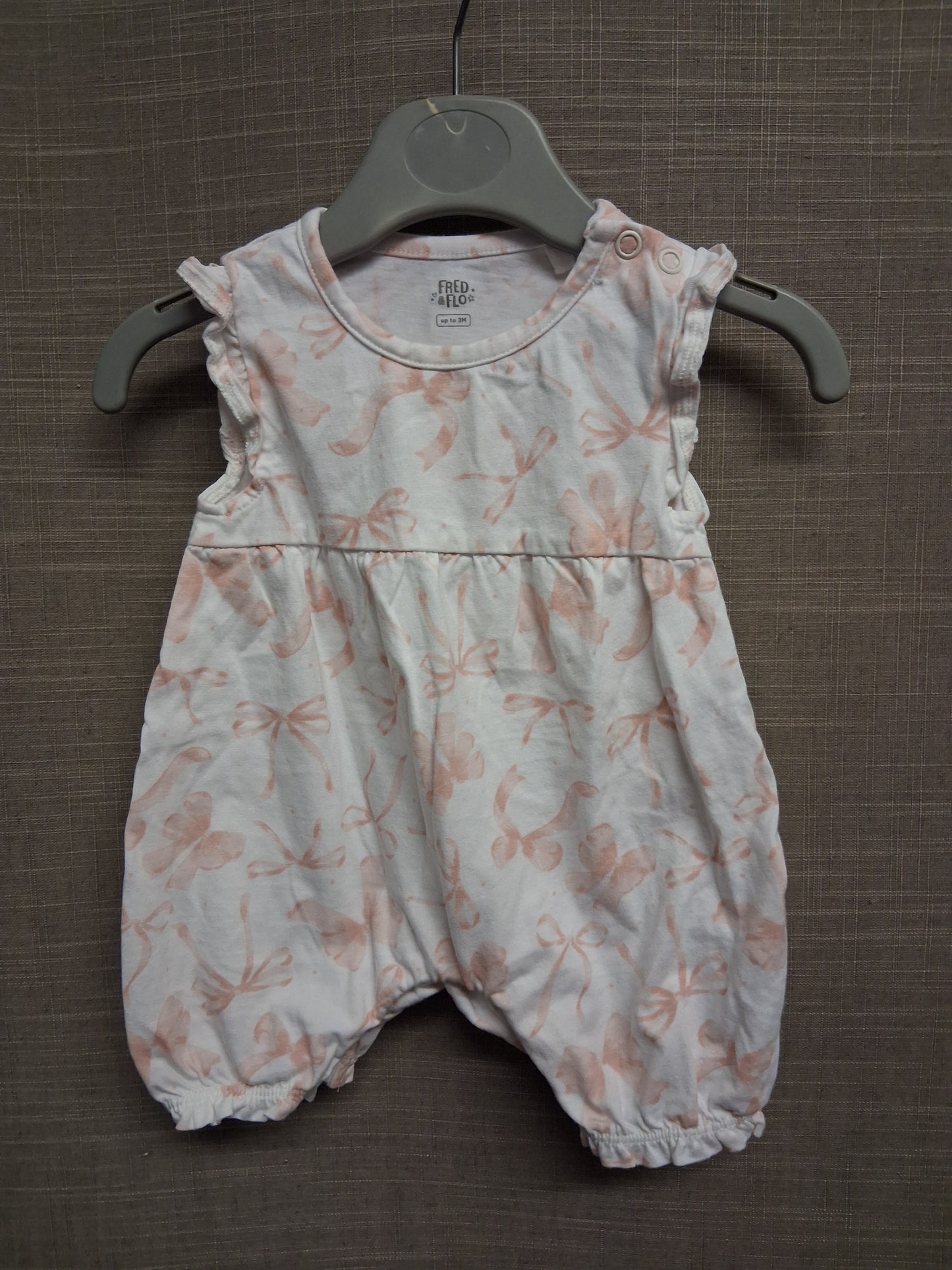 F&F Girls White Pink Floral Romper Age 0-3 Months