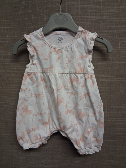 F&F Girls White Pink Floral Romper Age 0-3 Months