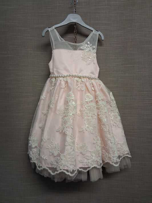 American Princess Special Occasion Dress Pink Sleeveless Layered Beaded Dress Age 5 Years