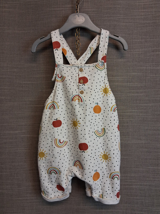 Next Girls Jersey Dungaree Shorts Romper Age 12-18 Months Cream