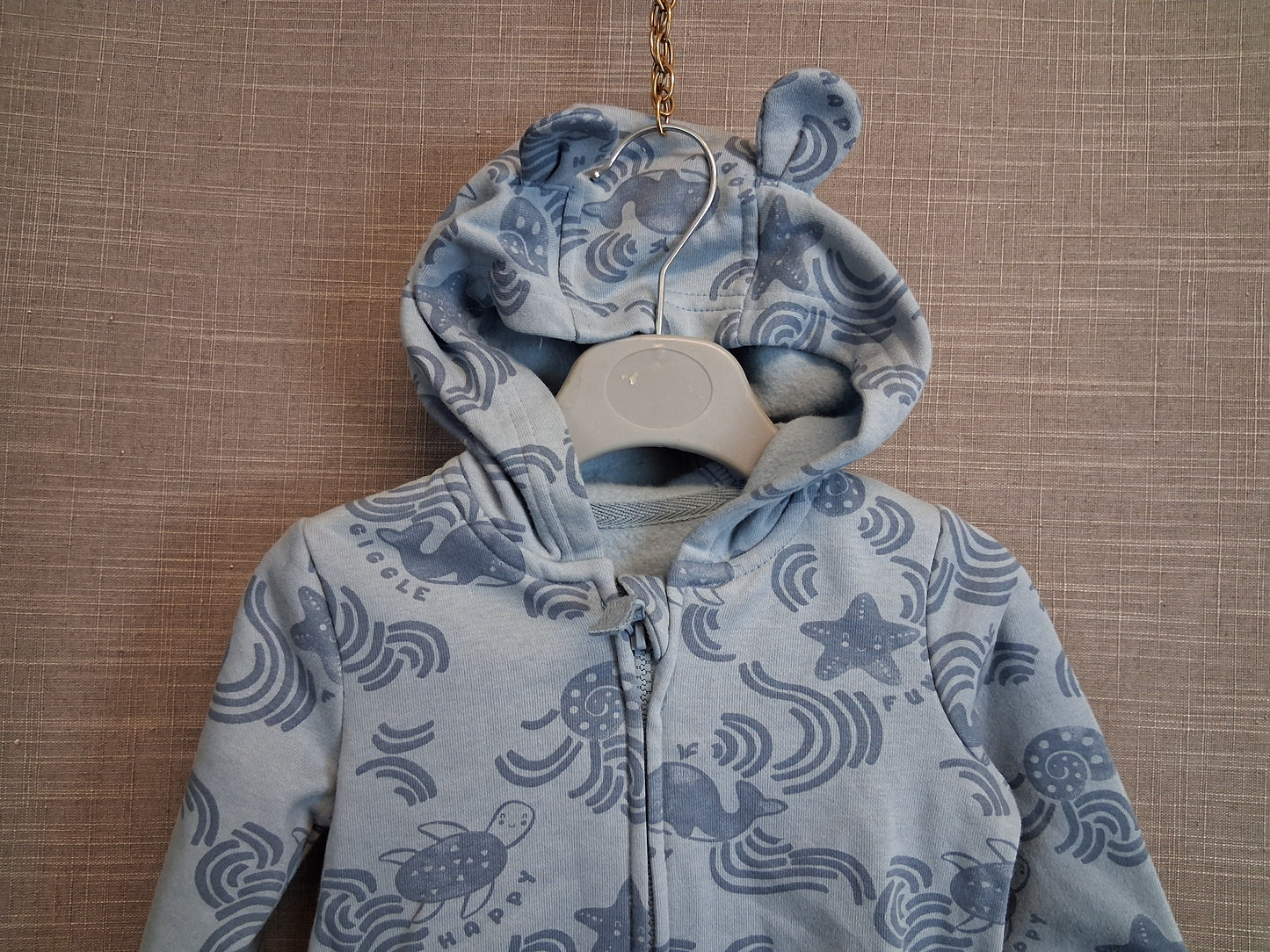 George Boys Blue Full Zip Hoodie Sealife Theme Age 3-6 Months