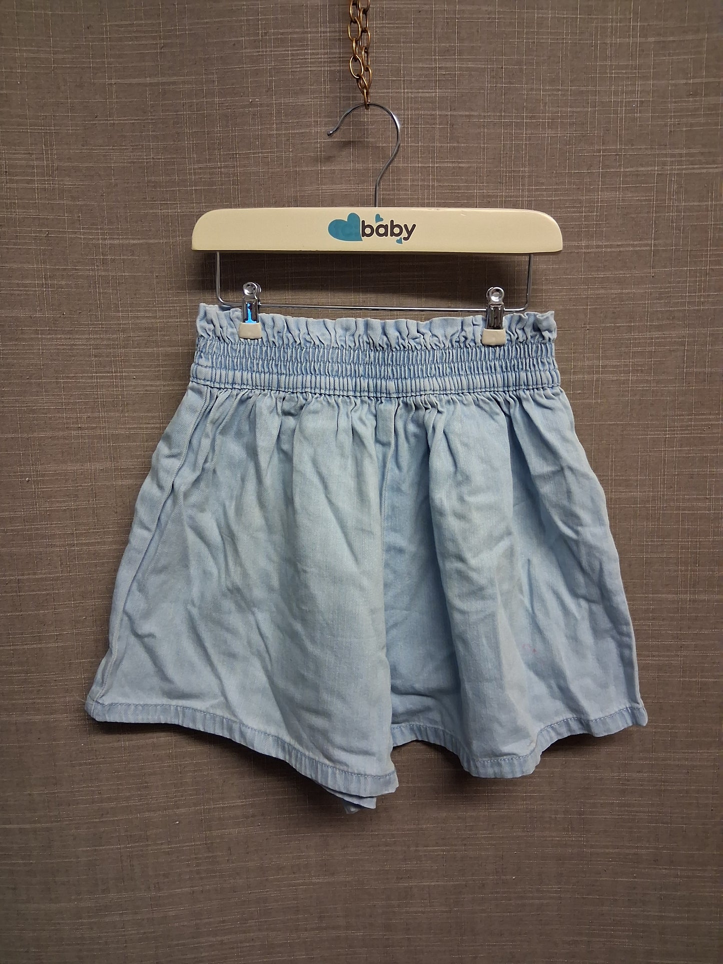 Next Girls Elastic Waist Blue Lightwash Denim Shorts Age 7 Years