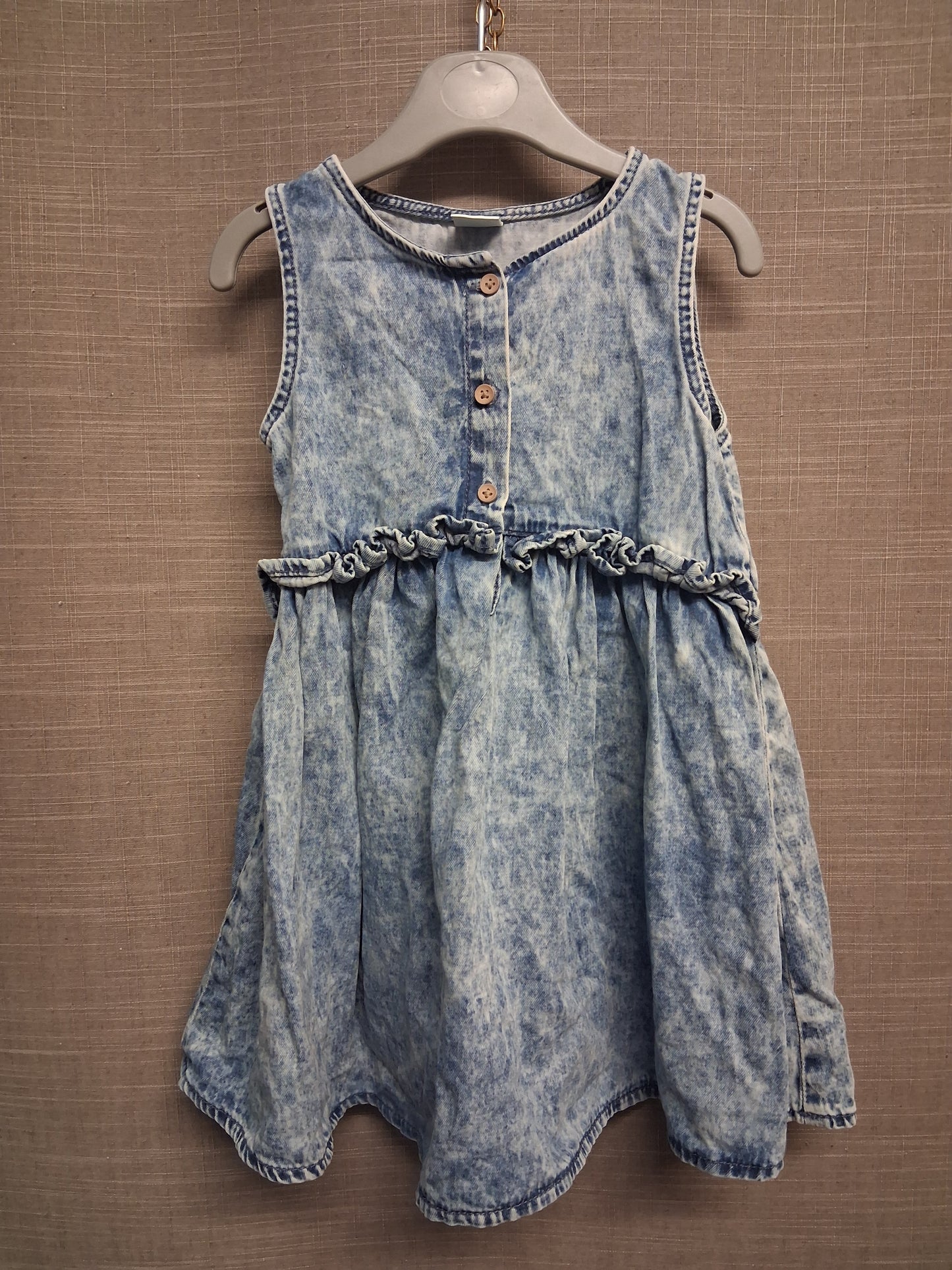 Next Dress A Line Denim Blue Sleeveless Girls Age 2-3 Years