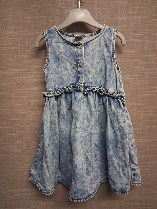 Next Dress A Line Denim Blue Sleeveless Girls Age 2-3 Years