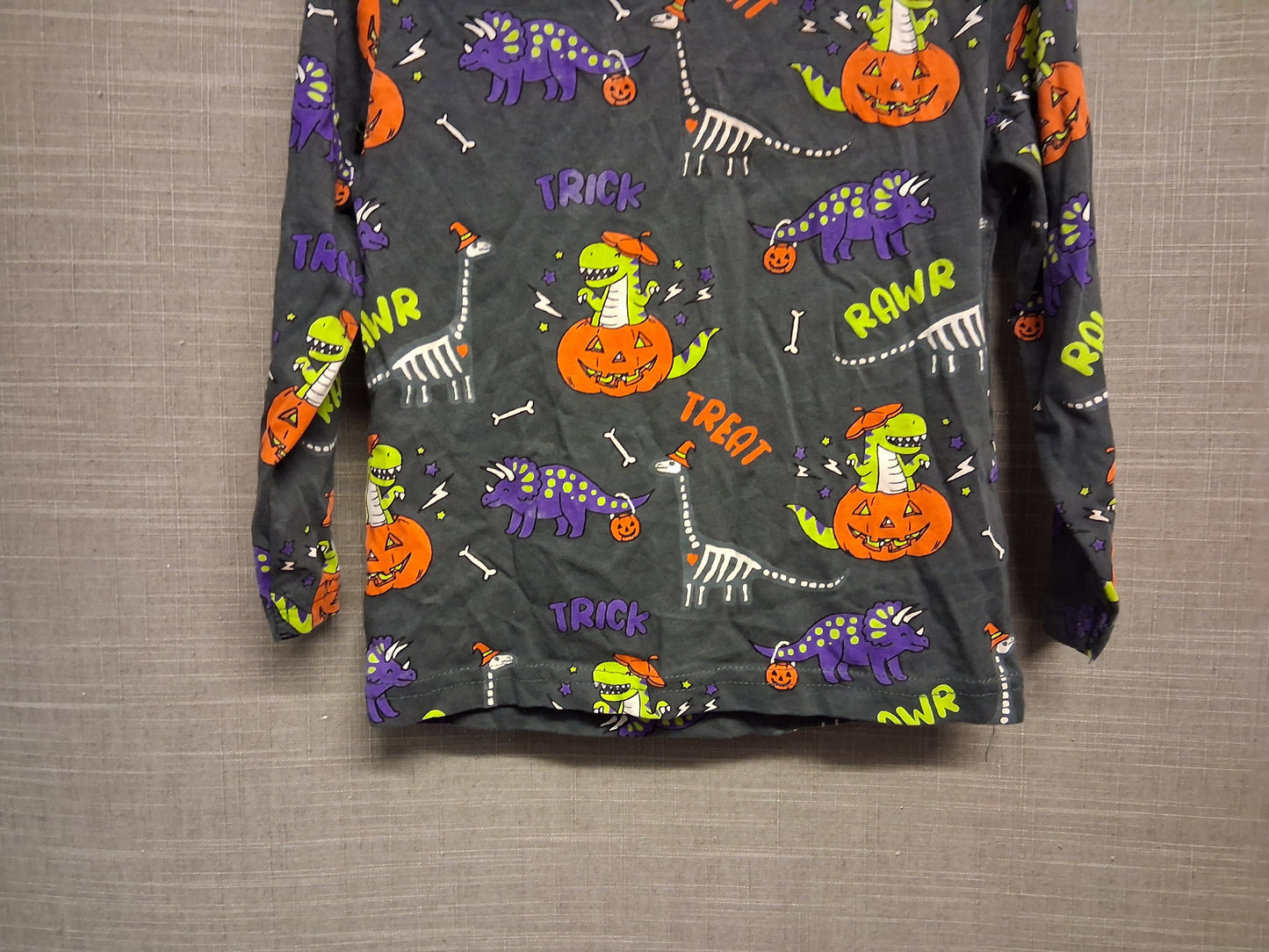 Primark Halloween Dinosaur Theme Long Sleeve T-Shirt Grey Jersey Age 2-3 Years