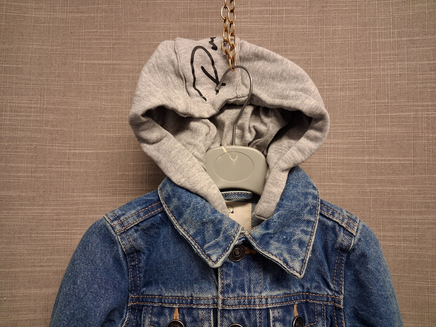River Island Boys Blue Denim Jacket With Hood Age 9-12 Months