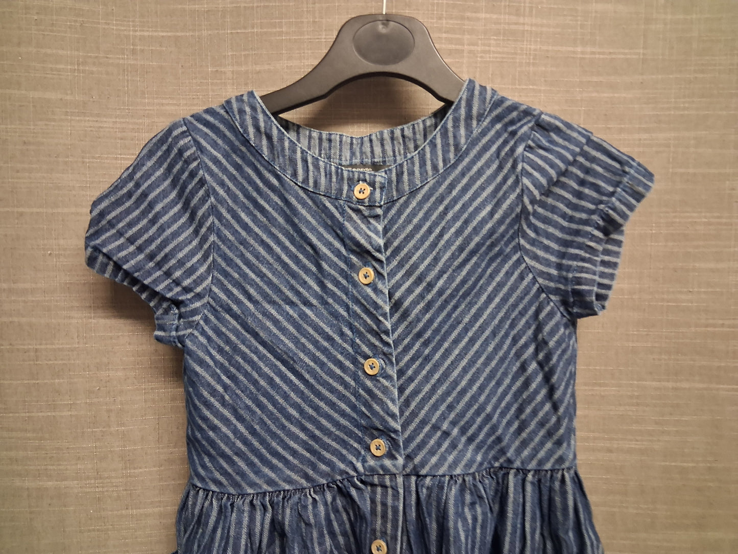 George Girls Denim Blue Stripe A Line Dress Age 5-6 Years