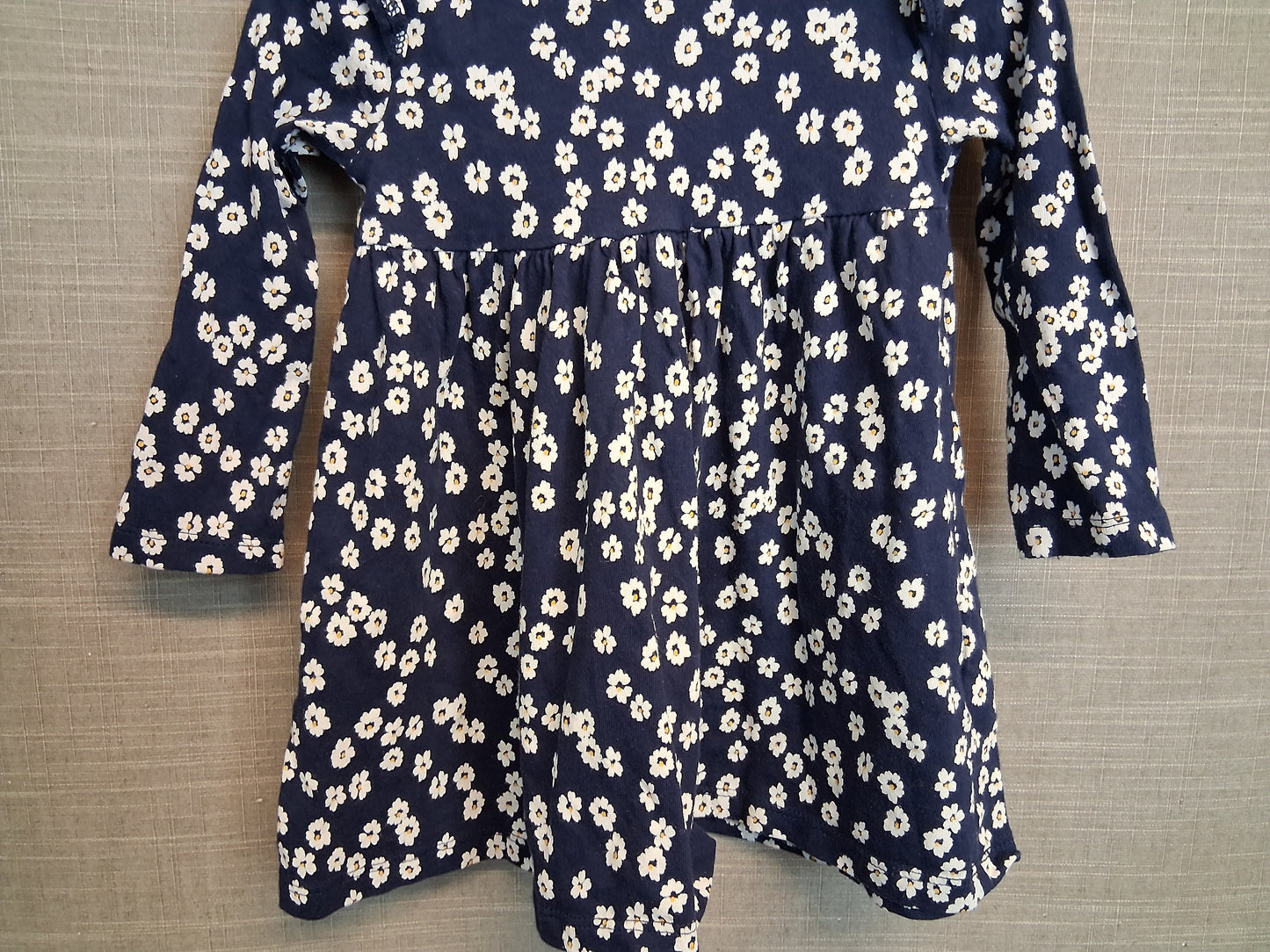 F&F Girls Blue Floral Jersey Long Sleeve Dress Age 12-18 Months
