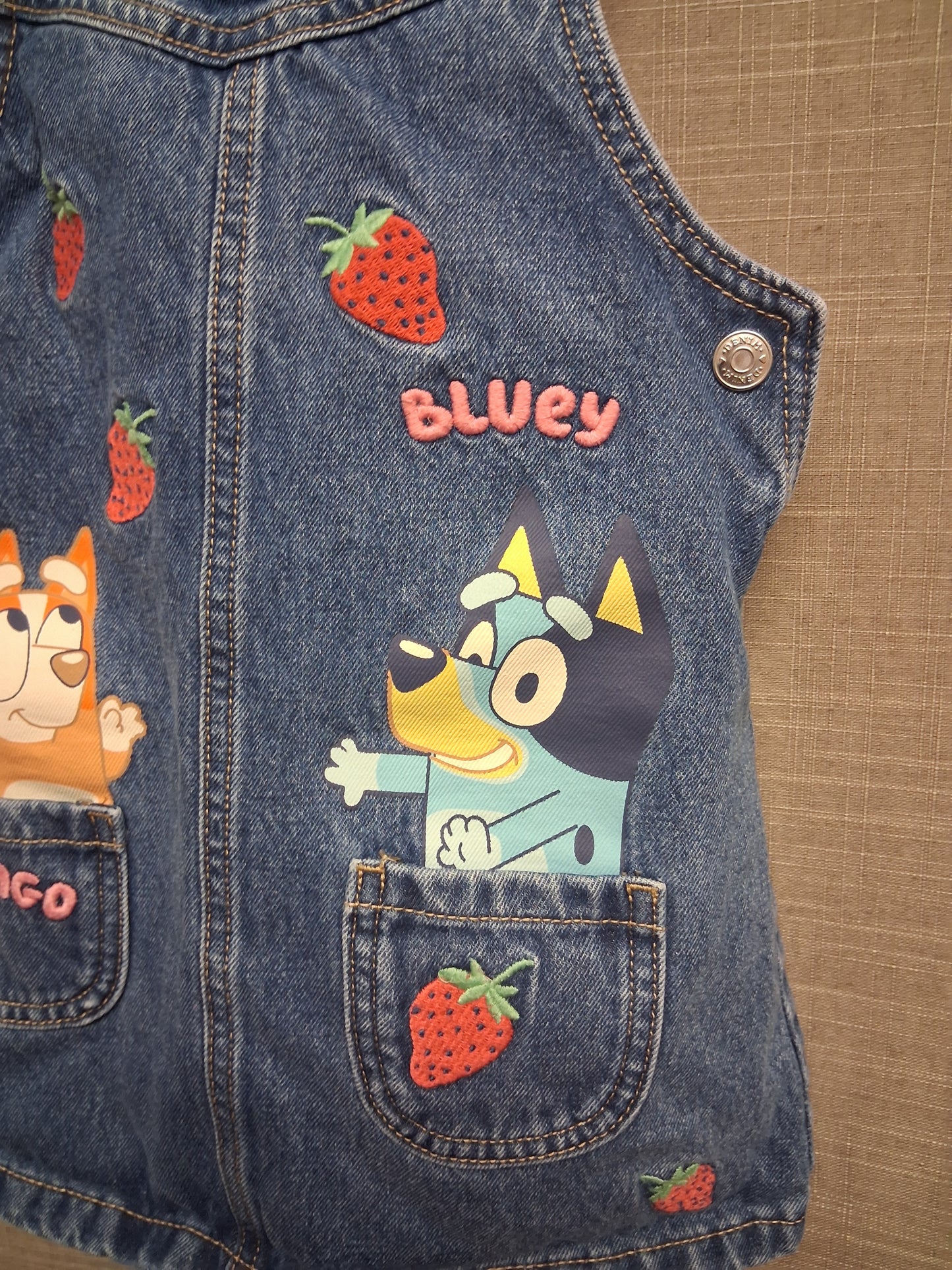 George Girls Bluey Denim Pinafore Dress Age 4-5 Years